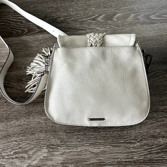 Rebecca Minkoff Isobel Tassel Saddle Bag Gray Leather Crossbody Shoulder VGUC - Picture 8 of 16